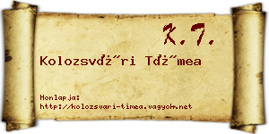 Kolozsvári Tímea névjegykártya